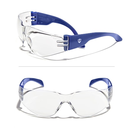 Defender Safety VS1, Safety Glasses, Clear Lens, Blue Frame, 30 PK OF-VS1AF-03